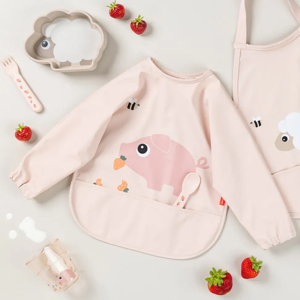 Babero con Mangas Tiny farm Powder · Done by Deer