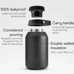 Botella Chilly's Serie 2 Negro Mate · 2 Litros