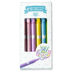 Estuche 6 bolígrafos plateados de contorno · Lovely Paper