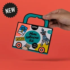 Mini Pocket Atlas para colorear + 4 lápices · OMY