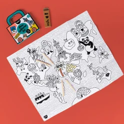 Mini Pocket Atlas para colorear + 4 lápices · OMY