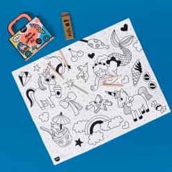 Mini Pocket Unicornio para colorear + 4 lápices · OMY