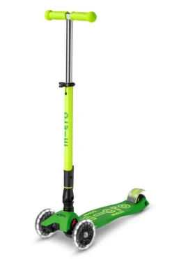 Patinete Maxi Deluxe Plegable Neón LED · Verde/Amarillo