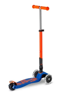 Patinete Maxi Deluxe Plegable Neón LED · Azul/Naranja