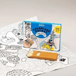 Pocket OMY Atlas para colorear + 6 lápices colores