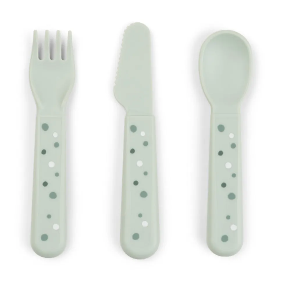 Set cubiertos Happy Dots Green · Done by Deer