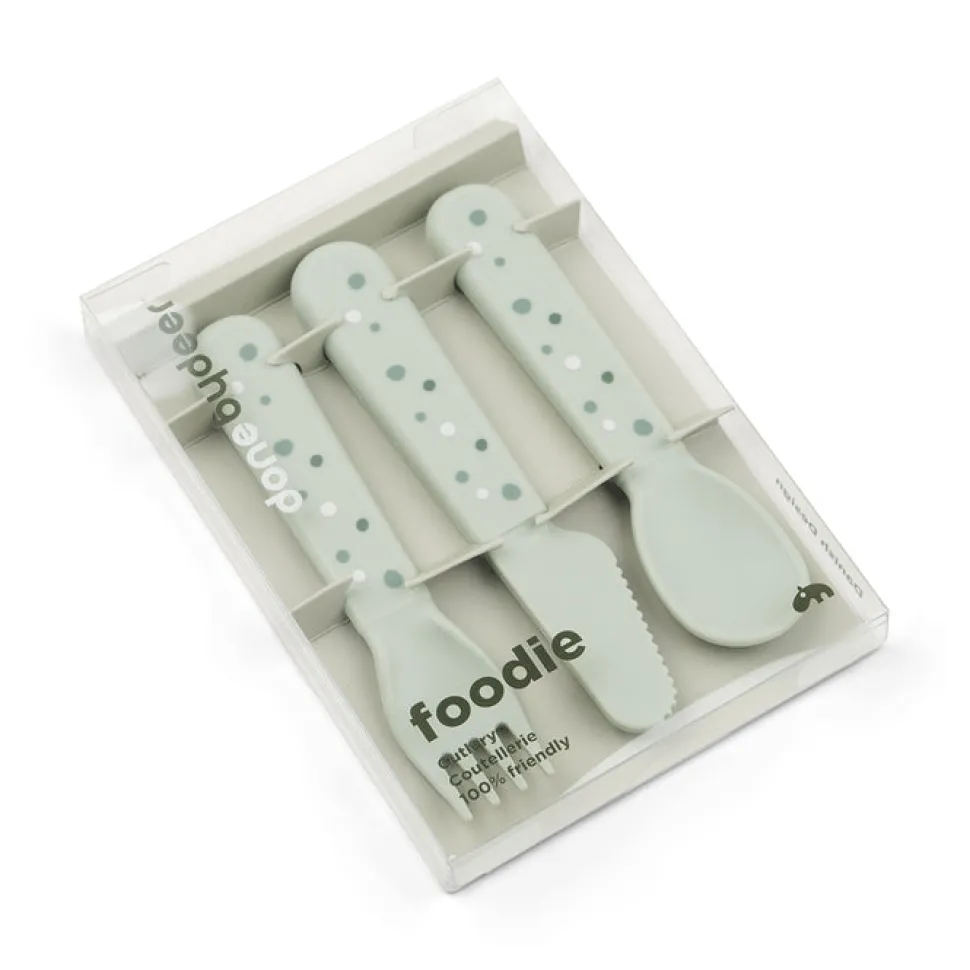 Set cubiertos Happy Dots Green · Done by Deer