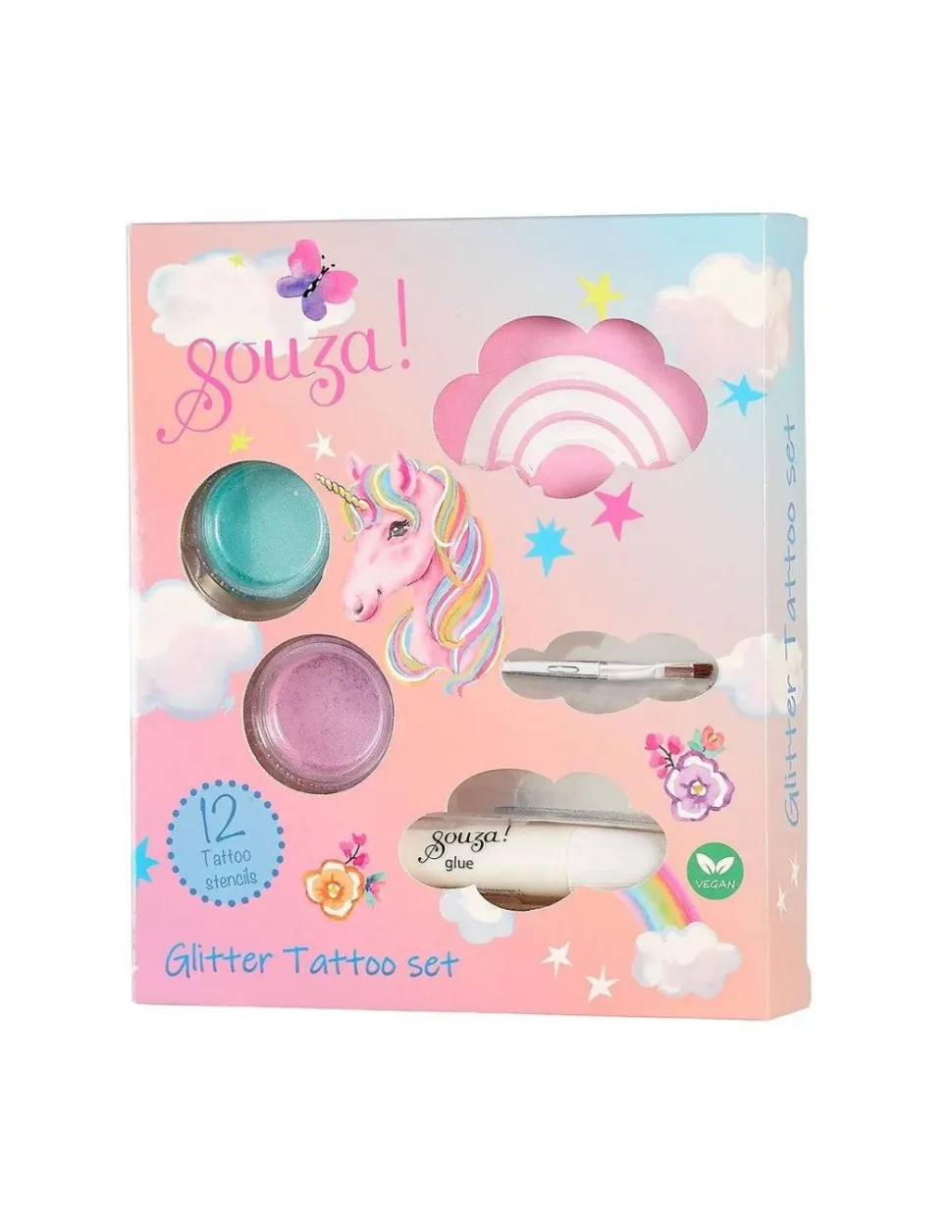 Set tatuajes purpurina Unicornio · Souza