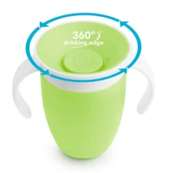 Vaso Antiderrame con Asa y Tapa - Miracle 360º Verde · Munchkin