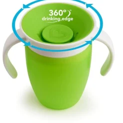 Vaso Antiderrame con Asa Miracle 360º Verde Pastel · Munchkin