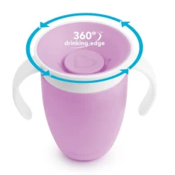 Vaso Antiderrame con Asa y Tapa - Miracle 360º Lila · Munchkin