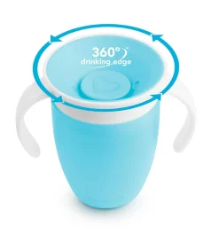 Vaso Antiderrame con Asa Miracle 360º Azul pastel · Munchkin